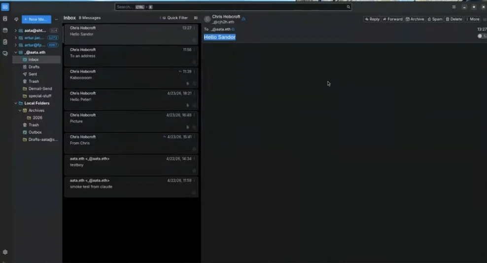 Dmail Thunderbird and Roundcube demo